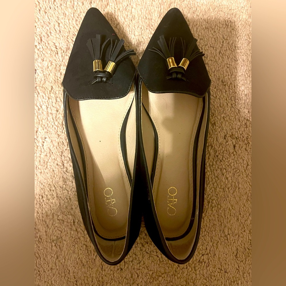 Black/gold Cato flats